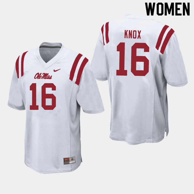 Luke Knox Ole Miss Rebels NCAA Women's White #16 Stitched Limited College Football Jersey WCU2358NA
